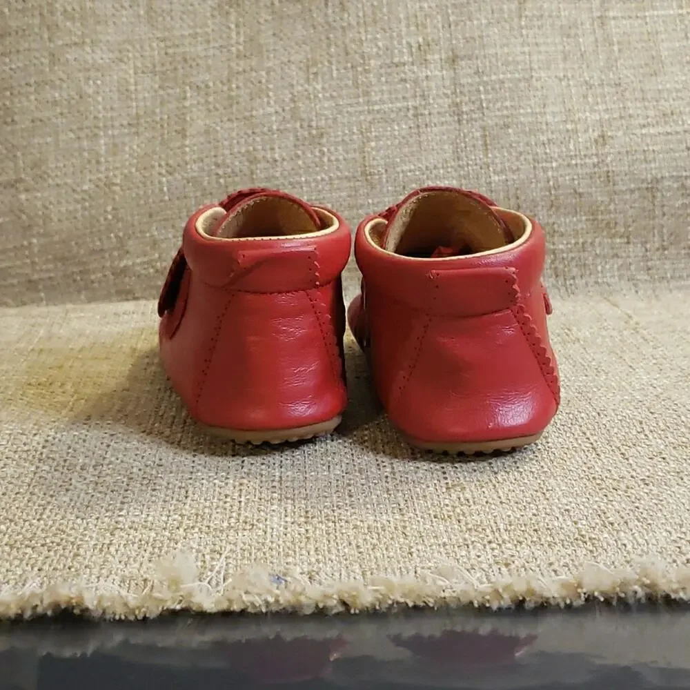 Pom Pom Beginners 6 Scallops Red Baby Leather Size 23 Danish Design Soft Durable